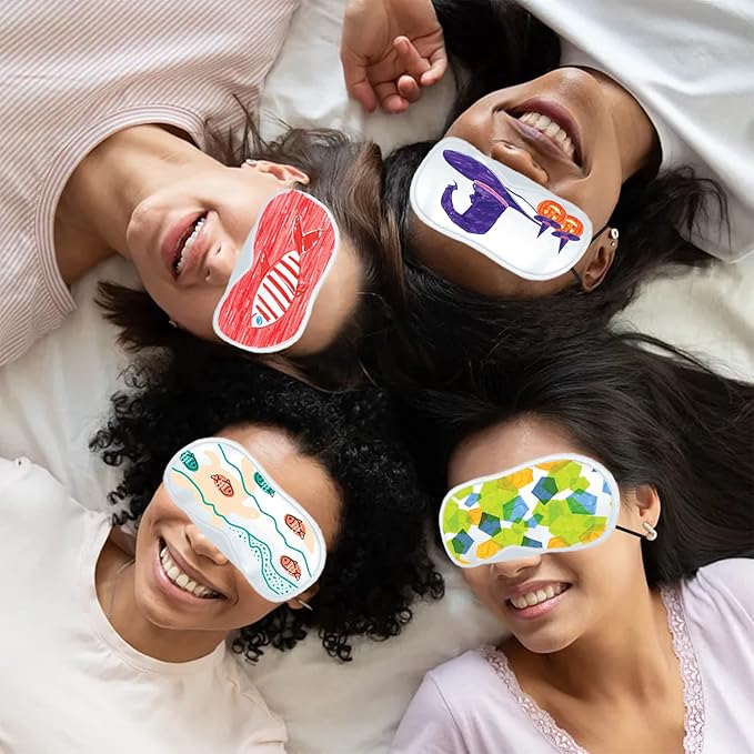20 PCS Eye Mask Sleepover Party Supplies Slumber Party Favors for Girls Pajama Party Decorations Sleep Soft Shade Blindfold Eye Covering Color The Bulk Game Stuff(White & Black)