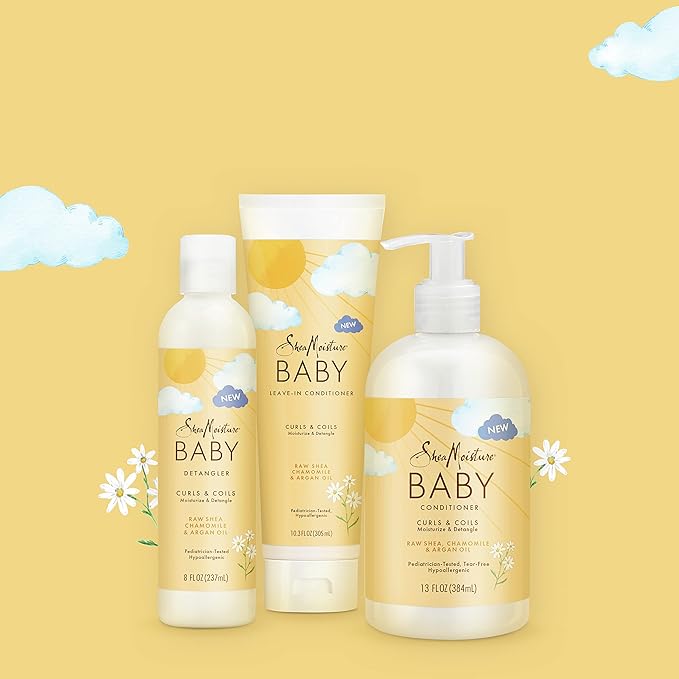 SheaMoisture Baby Conditioner for Curly Hair Raw Shea, Chamomile and Argan Oil Moisturizes and Helps Detangle Delicate Curls and Coils 13 oz