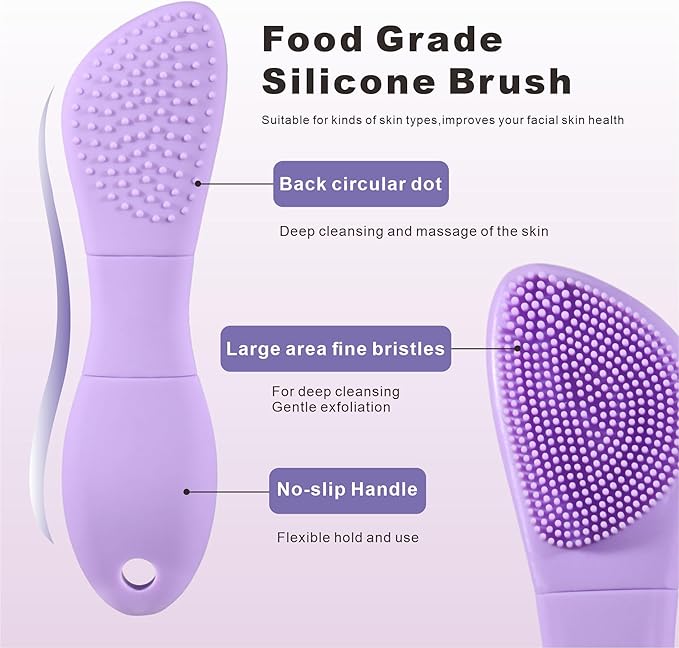 Blackhead Remover Skin Scrubber Pore Cleaning Brush for Face & Nose- 2 in 1 Silicone Face Scrubber & Mask Applicator for Deep Cleaning, Daily Skin Care Tool for Women & Men (Purple)