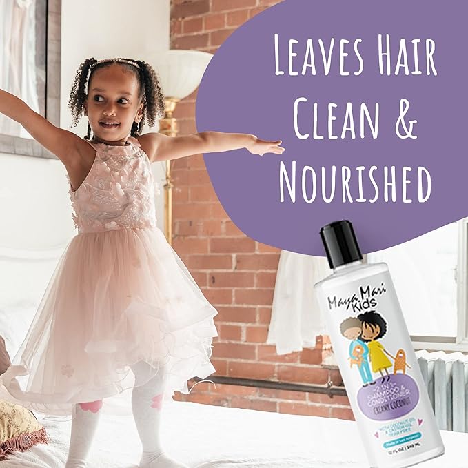 2 in 1 Natural Kids Shampoo and Conditioner, Tear Free | For Toddlers with Curly Hair | For All Kids Hair Types | Coconut & Lime Twist, Made in the USA, 12 Fl Oz