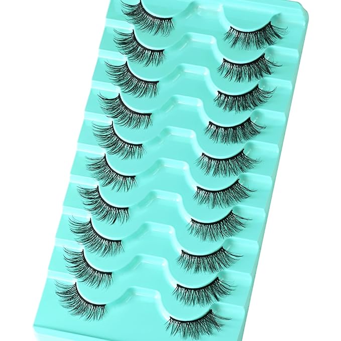 Half Lashes False Eyelashes Wispy Fake Lash Strips Natural Cat Eye Strip Eyelash Pack 10 Pairs Mink Half Lashes Cateye (Half-Flare Eyelash | 8-13mm)