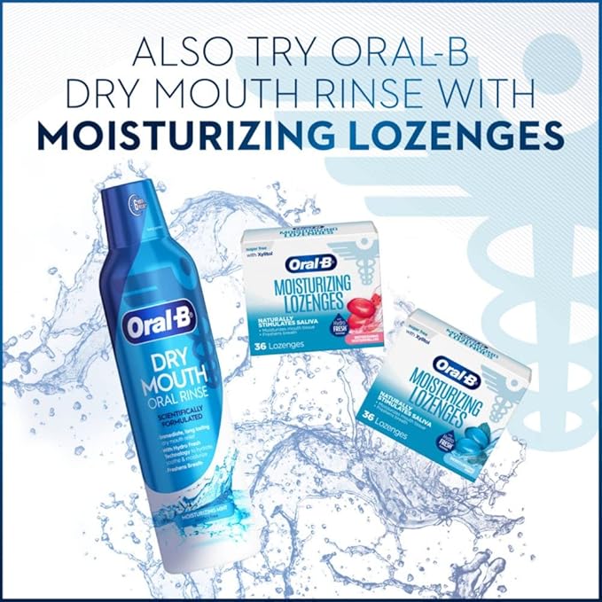 Oral-B Dry Mouth Oral Rinse Mouthwash, Moisturizing Mint, 16 Fl Oz