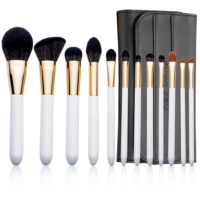 Natural Black Goat Hair Makeup Brush Set with Case, Natural Hair Makeup Brushes Set Professional, Make up Brushes Set Professional, Natural Makeup Brushes, Natural Bristle Makeup Brushes.