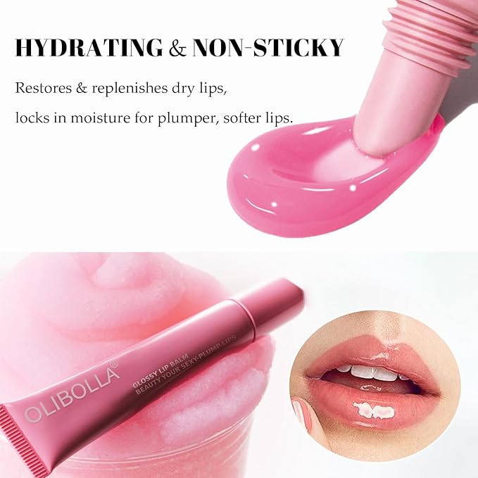 Tinted Lip Serum, Hydrating Tinted Lip Balm For A Glossy Finish & Soft, Contains vitamins, Non-sticky plumping lip glaze, Moisturizing Repair for Chapped Lips 0.42 fl.oz