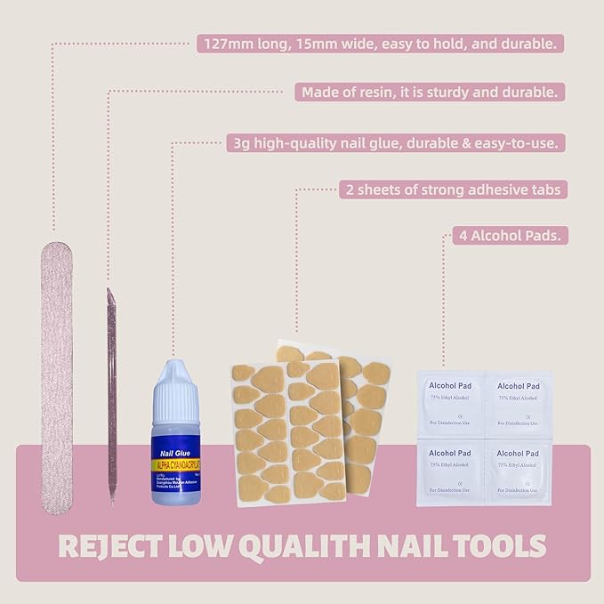 30PCS Short Almond Press on Nails – Pink Purple Fake Nails with 15 Sizes, Soft Back Edge & Durable Tip, No Measuring Needed, Reusable Stick-On Nail Tips for Women