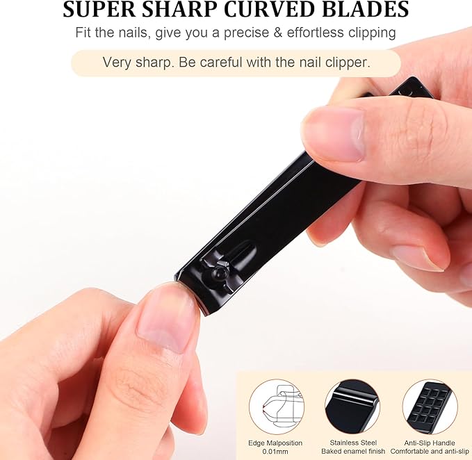 Tweezers Set and Nail Clippers 8Pcs Precision No Gaps Eyebrow Tweezer Kit for Facial Hair Men & Women Travel Tweezers with Leather Case (Black/Red)