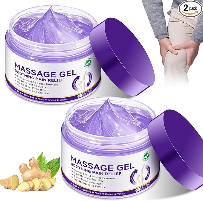 2 Pack Joint Massage Purple Gel, Soothing Massage Cream for Joint Activities, Muscle, Knees, Lumbar, Neck, Back, Hands/Feet, Light-Weight & Easliy Spread for Post-Workout, Long-time Sitting|3.53Oz