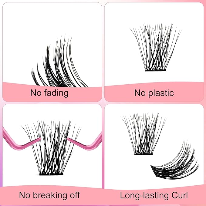 Lash Clusters DIY Eyelash Extensions 168 Clusters Lashes D Curl 0.07 Natural Individual Lash Extensions Mixed Tray False Eyelashes Soft & Strong Thin Band DIY at Home (F34-0.07D, 8-16mm)