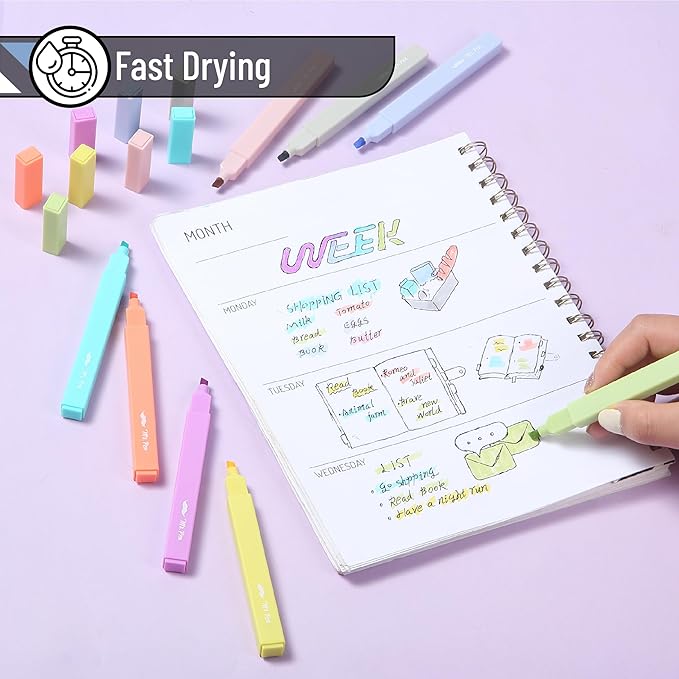 Mr. Pen- Aesthetic Highlighters, 8 Pack, Chisel Tip, Retro Colors, Cute Highlighters Assorted Colors, Cute Markers