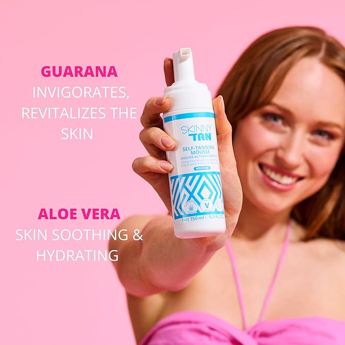 Skinny Tan Self-Tanning Mousse - Long-Lasting and Non-Drying Formula - Coconut and Vanilla Scent - Easy To Apply Luxurious, Foam Texture - Streak Free and Natural Looking Results - Medium - 5 oz