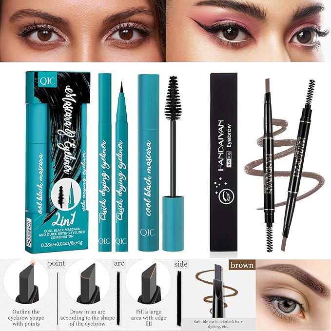 All In One Makeup Kit Full Kit, 3 Pcs Cream Contour Sticks,12 Colors Eyeshadow Palette,Full Coverage Foundation, 6 Colors Lipstick Set, Waterproof Eyeliner and Mascara (101# Porcelain)