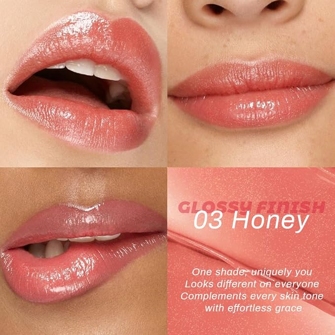 evpct 2Pcs Nude Honey Lipstick Tinted Lip Balm, Sheer Hydrating Shine Tinted Lipstick for Women, Moisturizing Lip Color, Nourishing Tinted Lip Balm Plumper Gloss Stain, Glossy Shiny Finish