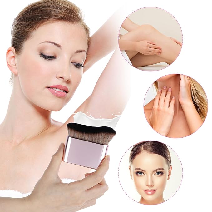 Self Tan Brush Soft Body Makeup Brush Portable Self Tanning Brush Self Tanner Face Brush For Body & Leg Makeup（Pink Rose Gold）