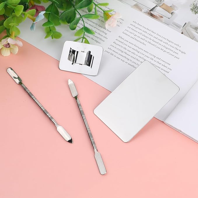 2 Pcs Stainless Steel Makeup Palette Makeup Spatula