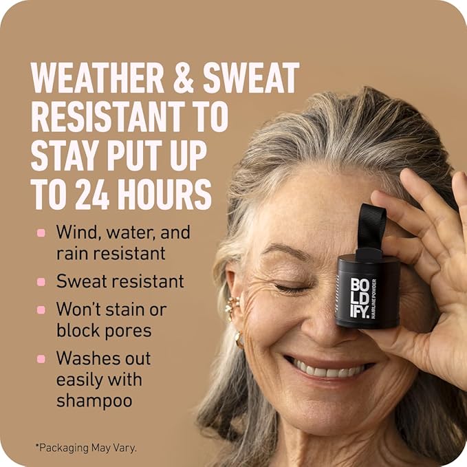 BOLDIFY Hairline Powder - Root Touch Up Hair Color for Gray Coverage - Bald Spot Concealing Hair Powder for Women & Men - 24-Hour Stain-Proof - Ash Brown