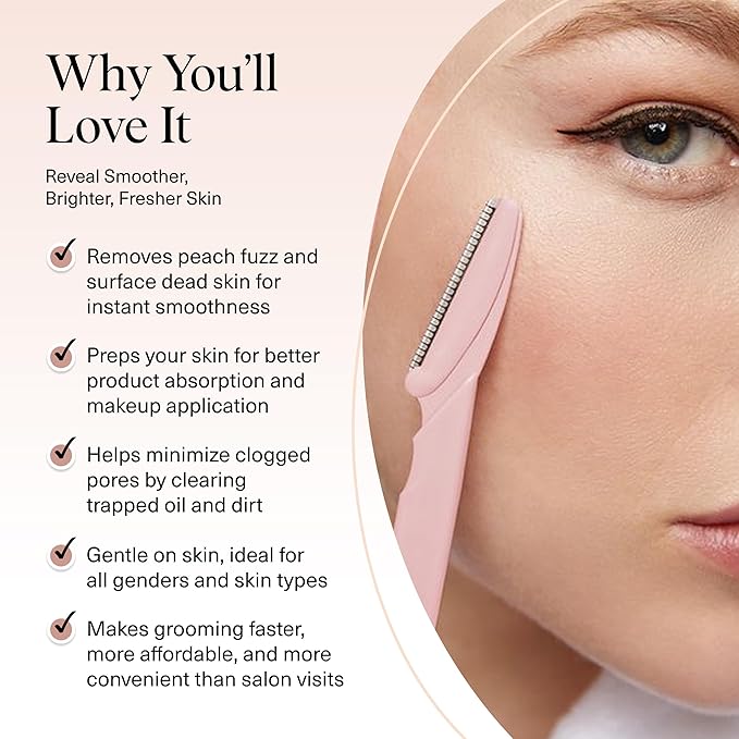 Kitsch Dermaplane Razor for Women Face - Face Razors for Women and Men - Eyebrow Trimmer, Shaver, Recycled Plastic Dermaplaning and Skin Care Tool - Blush, 12 pcs