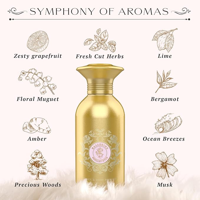 Talc-Free Body Powder for Women for Daily Use and After Bath - Ballerine 365 g (Puff not Included)