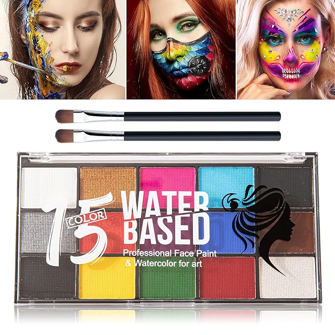 15 Colors Bruise Wheel for Special Effects,Halloween Face Body Paint SFX Makeup,Light Green Witch Zombie Gamora Face Body Paint Oil Based Cosplay Theatrical Halloween Makeup Kit A