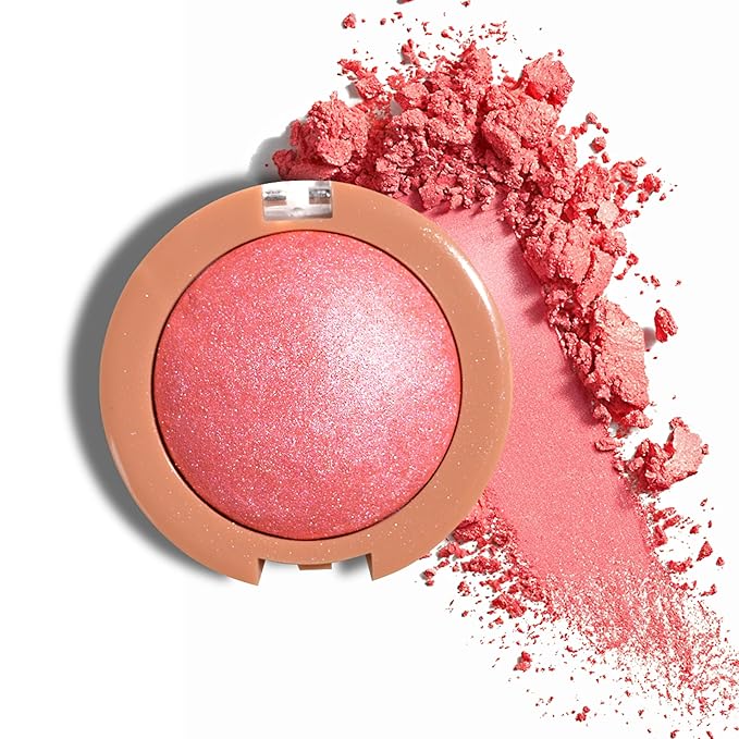 MAEPEOR Powder Blush Lightweight Smooth Blendable Face Blush Effortless Shimmer Natural Finish Blusher Face Makeup (02 Cool Pink)