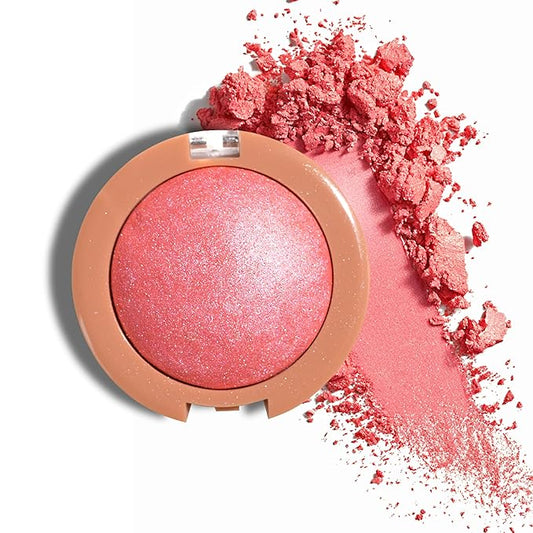 MAEPEOR Powder Blush Lightweight Smooth Blendable Face Blush Effortless Shimmer Natural Finish Blusher Face Makeup (02 Cool Pink)