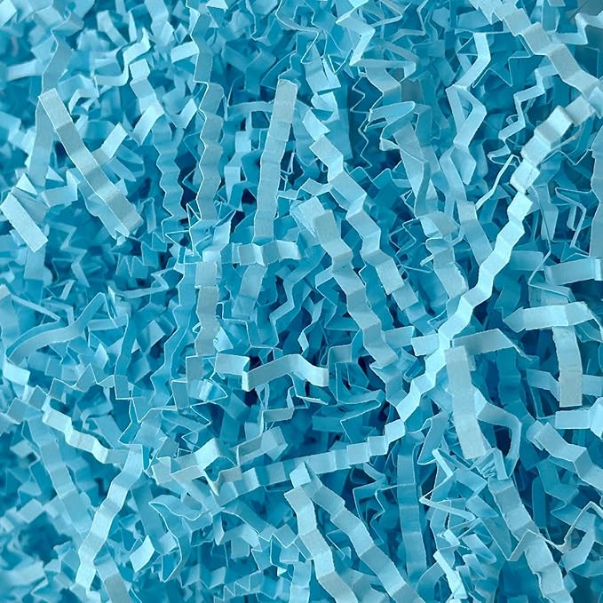 200g(7oz) Crinkle Paper Filler, Gift Box Baskets for Easter, Birthday, Wedding, Decoration(Light Blue)
