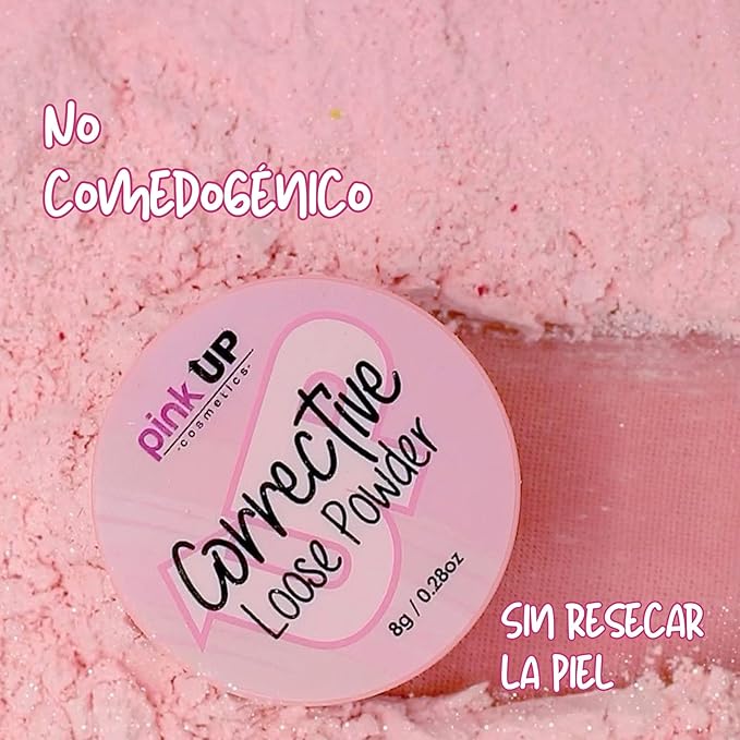 Pink Up | Corrective Loose Powder for Face | Mattifies and brightens without drying | Evens skin tone for all complexions | Baking Powder | Setting Powder | Cold | 8g | Model PKPT303