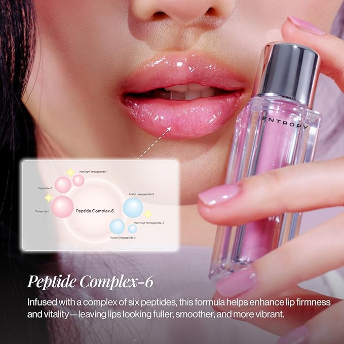 ENTROPY MAKEUP Tulle Lip Gloss, Lightweight 3D Pearl Shimmer, Ultra-Gloss High Shine, Non-Sticky Moisturizing Lip Gloss with Peptide Complex, Robe