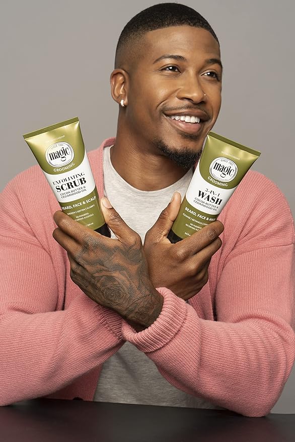 Softsheen-Carson Magic Shaving Beard Grooming Kit for Men with Cedarwood Oil, Includes Beard Butter, Scrub and Cleanser, Gift Set for Facial Hair Care,1 kit