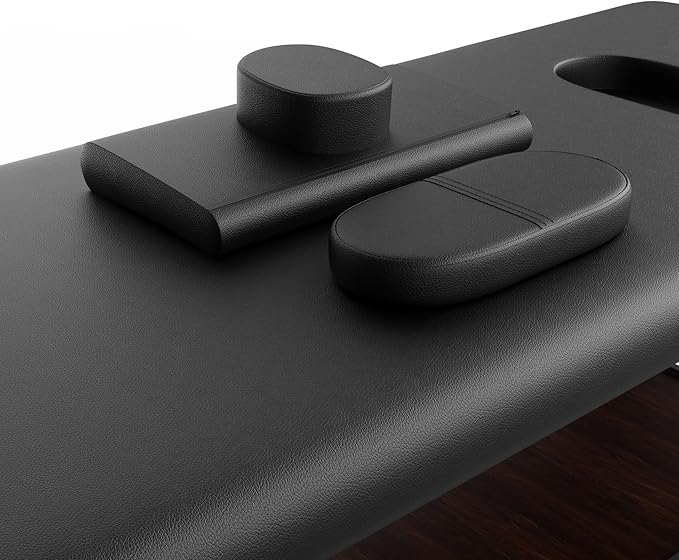 Professional Heavy-Duty Stationary Massage Table, Fixed Backrest Wide Exam Table, Metal Frame Treatment Bed for Spa Facial Salon Physical Therapy, Luxury PU Leather, Black, 31.5'' W × 75'' L