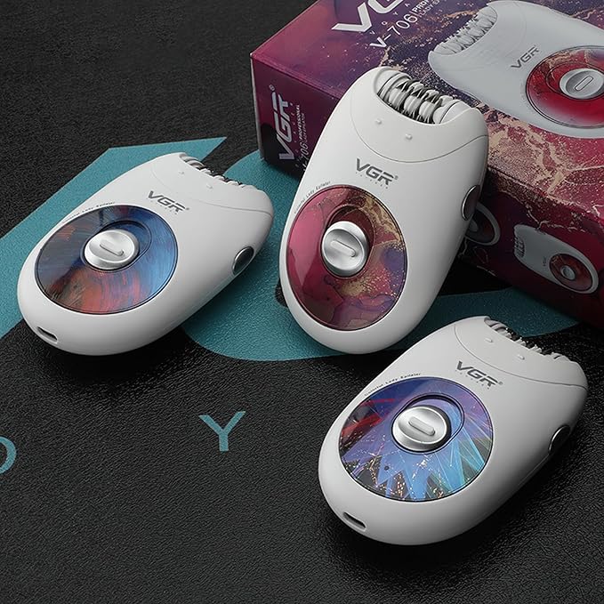 VGR 706 Professional Epilator for Women,Portable Cordless Smooth Glide Hair Removal Device for Legs, Underarm, Back,Full-Body Epilator with 18 Tweezers System, 2 Speeds Hair Removal with Silent Design