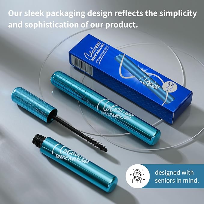 2 Pack Volumizing Mascara for Older Women 60 Plus - Lengthening & Thickening Formula, Smudge-Proof, Clump-Free, Waterproof Mascara for Thin Lashes, Ultra-Defining Lash Lift for Mature Eyes (Black, 2)