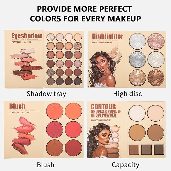 4-Layer Book-Style Foldable Makeup Palette Set | Portable