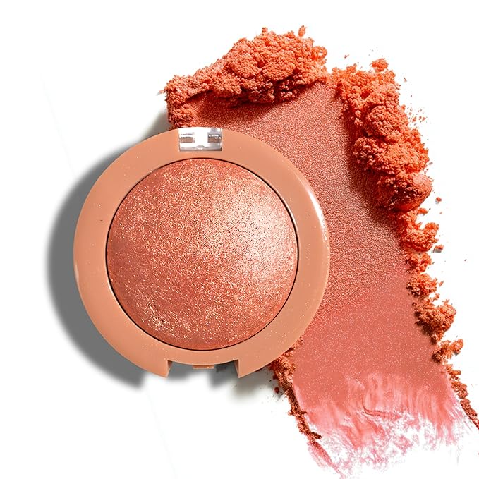 MAEPEOR Powder Blush Lightweight Smooth Blendable Face Blush Effortless Shimmer Natural Finish Blusher Face Makeup (03 Peachy)
