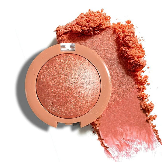 MAEPEOR Powder Blush Lightweight Smooth Blendable Face Blush Effortless Shimmer Natural Finish Blusher Face Makeup (03 Peachy)