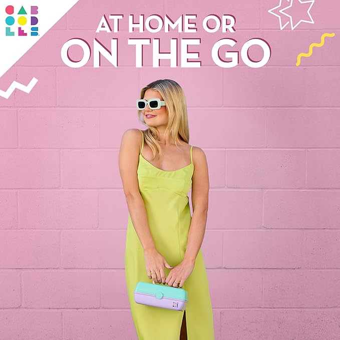 Caboodles Pretty in Petite Makeup Box, Hard Plastic Organizer Box, 2 Swivel Trays, Fashion Mirror, Secure Latch for Safe Travel