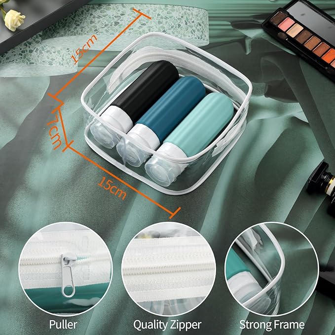 16 Pack Travel Bottles for Toiletries, Leakproof Travel Containers for Toiletries, TSA Approved Silicone Travel Accessories Squeezable Refillable 3oz for Shampoo Conditioner Lotion