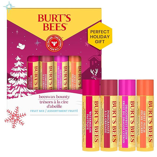 Burt's Bees Lip Balm Gift Set, Beeswax Bounty Fruit Mix, 0.15 Oz, 4 Count