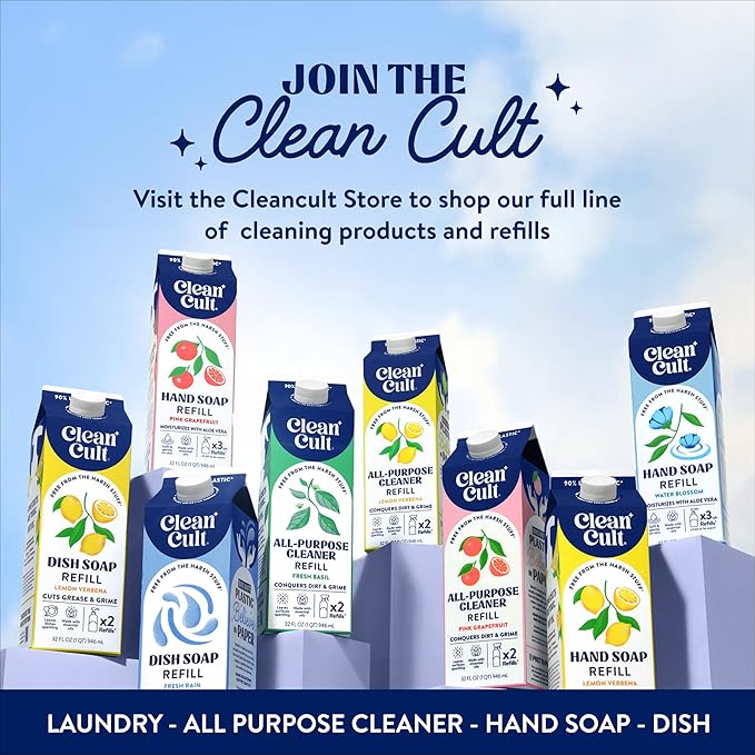 Cleancult - Liquid Hand Soap Refills - Sea Minerals - Gentle On Sensitive Skin - Made with Aloe Vera & Essential Oils - Eco Friendly - Paper-Based Packaging - 32 oz/2 Pack