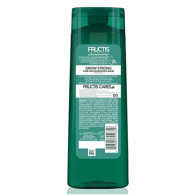 Garnier Hair Care Fructis Grow Strong Cooling Deep Clean Shampoo for Men for Invigorated Hair, 12.5 Fl Oz