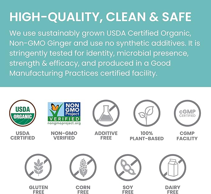 Himalaya Organic Ginger, 60 Day Supply - Digestive Health Supplement for Nausea, Upset Stomach Relief, and Occasional Bloating and Heartburn - USDA Organic, Vegan, Non-GMO, Gluten Free, 60 Caplets