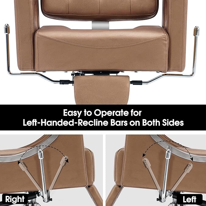 BarberPub Barber Chair Reclining Salon Chair for Hair Stylist, Antique Hair Spa Salon Styling Beauty Equipment 8132 (Gold)