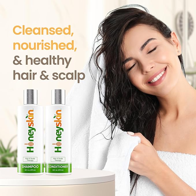 Honeyskin Hair Growth Shampoo and Conditioner for Women – Sulfate-Free, Hydrating & Volumizing Set with Manuka Honey & Aloe Vera – Non-Toxic Hair Thickening Shampoo for Thinning Hair 16oz