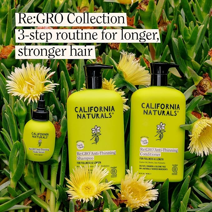 California Naturals Women's Re: Gro Anti-Thinning Scalp Serum, 5% Capixyl with Biotin, Caffeine & Castor and Rosemary Oil, Non-Sticky Cooling Formula, Vegan & Cruelty Free, 3oz