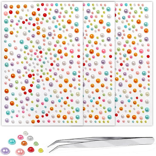 3/4/5/6MM Rhinestone Stickers for Crafts Clear Crystal Tweezers Decals Face Gems Pearls Color for Makeup Stick on Body Hair Nails Craft DIY Gems for Nails Makeup Decor 975PCS