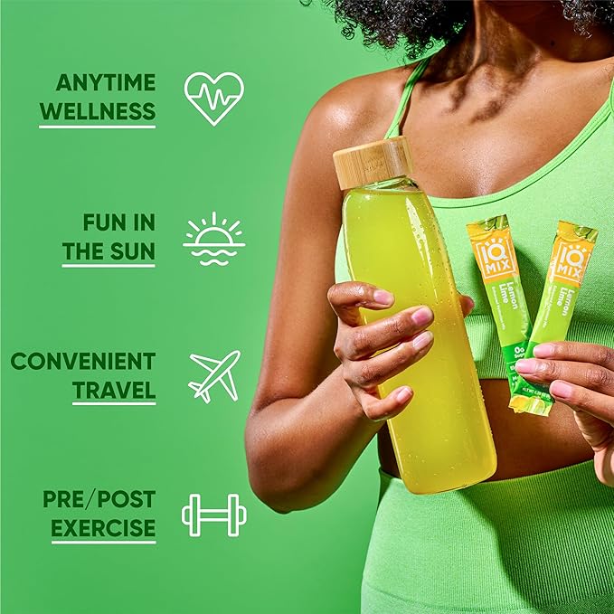 IQMIX Hydration Electrolyte Powder – 4-in-1 Formula for Hydration, Mental Clarity, Mood and Recovery – Sugar-Free Drink Mix, Keto, Magnesium L-Threonate, Lion’s Mane – 20 Count Lemon Lime