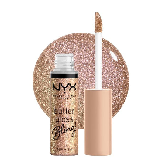 NYX PROFESSIONAL MAKEUP Butter Gloss Bling Lip Gloss, Non Sticky and Shiny Vegan Lip Makeup - Bring The Bling