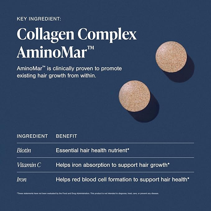 Viviscal Hair Growth Supplements For Women For Thicker, Fuller Hair, Nourishes Thinning & Loss, With Proprietary Collagen Complex, 60 Tablets, 1 Month Supply