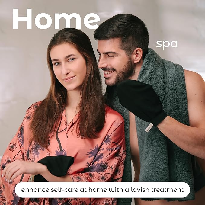 MainBasics Korean Exfoliating Mitts (2-Pack) Deep Cleansing Body Scrubbers for Dead Skin Removal, Spray Tan Prep & Keratosis Pilaris Treatment