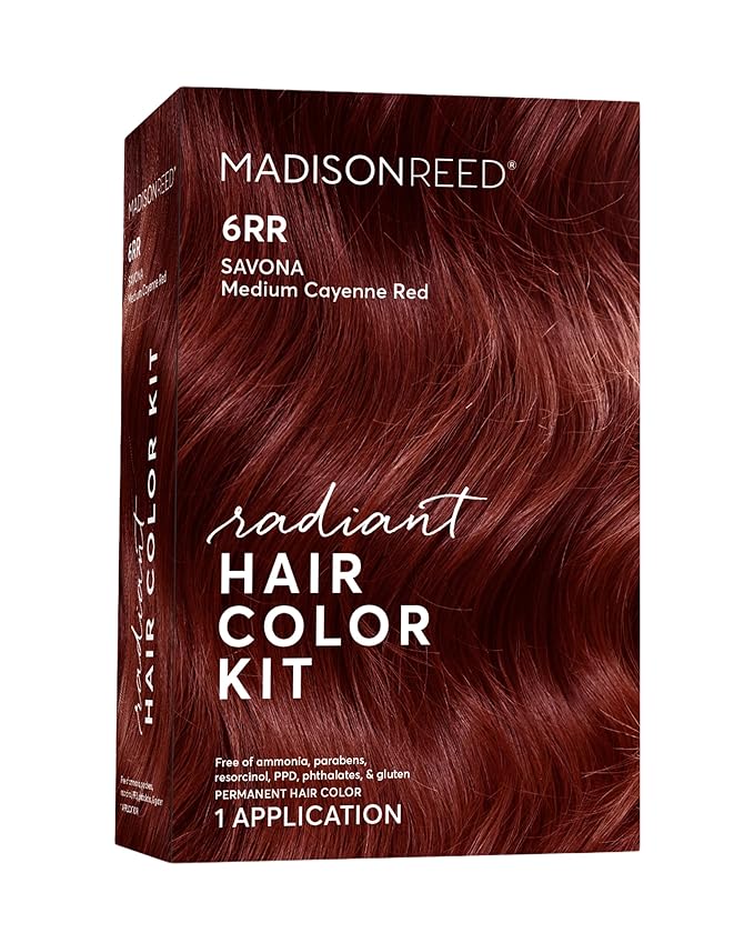 Madison Reed Radiant Hair Color Kit | 6RR Medium Cayenne Red (Savona Scarlet) for 100% Gray Hair Coverage | Salon Quality Permanent Hair Dye | PPD-Free & Ammonia-Free | (Packaging May Vary) 1 Pack