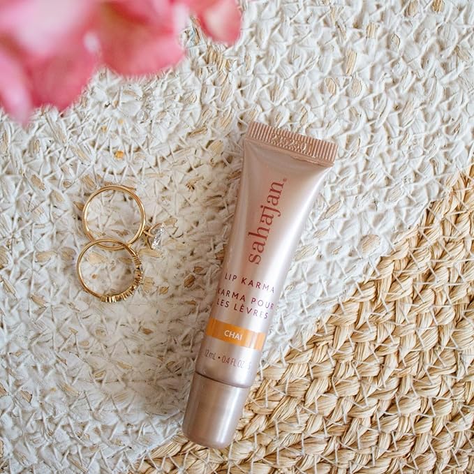 Sahajan Lip Karma Hydrating Lip Balm Gloss with Castor & Argan Oil, Cera Alba, Moisturizes & Firms Chapped, Dry Lips Shine for Plumper Looking Lips (Chai)